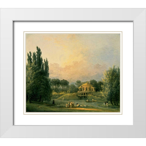 Italian Tempietto in a Park White Modern Wood Framed Art Print with Double Matting by Robert, Hubert