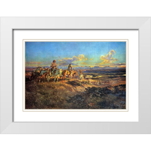 Where Guns Were Their Passports White Modern Wood Framed Art Print with Double Matting by Russell, Charles M.