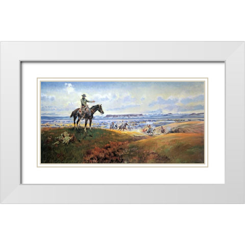 C. M. Russell And His Friends White Modern Wood Framed Art Print with Double Matting by Russell, Charles M.