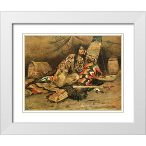 Keeoma White Modern Wood Framed Art Print with Double Matting by Russell, Charles M.