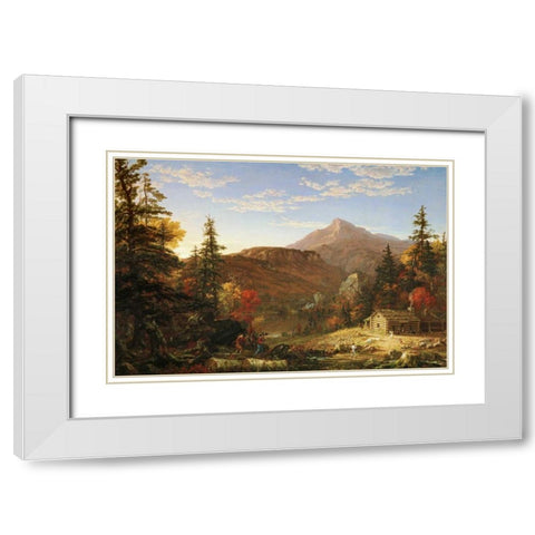 The Hunters Return White Modern Wood Framed Art Print with Double Matting by Cole, Thomas