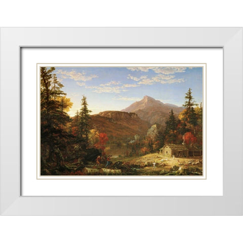 The Hunters Return White Modern Wood Framed Art Print with Double Matting by Cole, Thomas