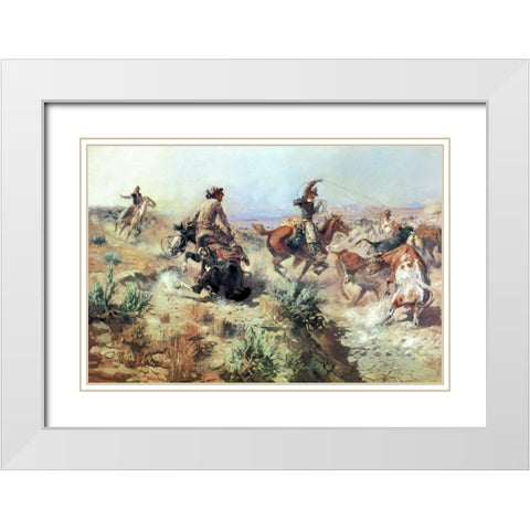 Jerked Down White Modern Wood Framed Art Print with Double Matting by Russell, Charles M.