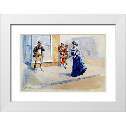 When East Meets West White Modern Wood Framed Art Print with Double Matting by Russell, Charles M.