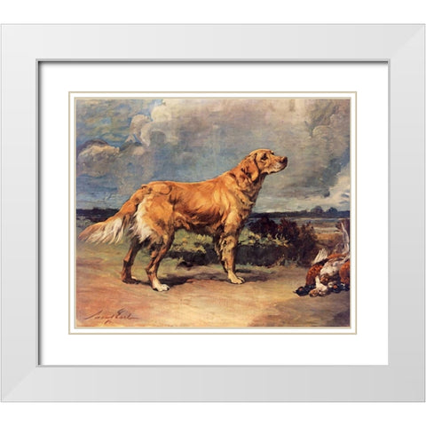 Golden Retriever White Modern Wood Framed Art Print with Double Matting by Earl, Maud