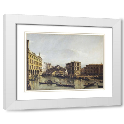 The Grand Canal, Venice White Modern Wood Framed Art Print with Double Matting by Bellotto, Bernardo