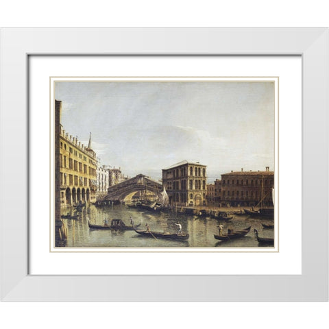The Grand Canal, Venice White Modern Wood Framed Art Print with Double Matting by Bellotto, Bernardo