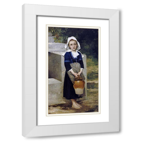 La Fille DEau White Modern Wood Framed Art Print with Double Matting by Bouguereau, William-Adolphe