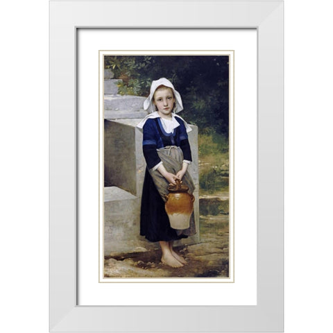 La Fille DEau White Modern Wood Framed Art Print with Double Matting by Bouguereau, William-Adolphe
