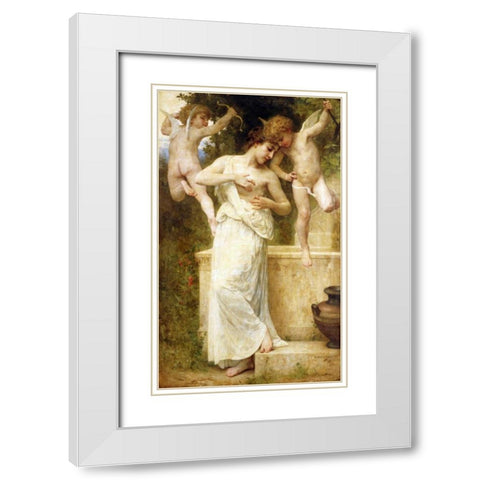Blessures DAmour White Modern Wood Framed Art Print with Double Matting by Bouguereau, William-Adolphe