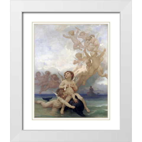 The Birth of Venus White Modern Wood Framed Art Print with Double Matting by Bouguereau, William-Adolphe