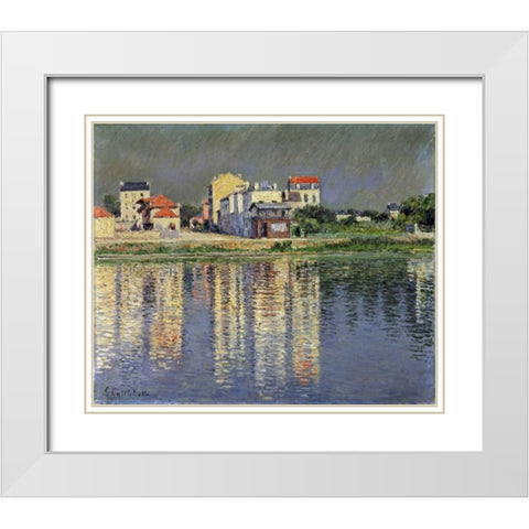 Banks of The Seine at Argenteuil White Modern Wood Framed Art Print with Double Matting by Caillebotte, Gustave
