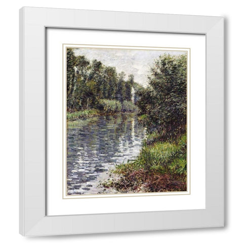 A Small Branch of The Seine, Argenteuil White Modern Wood Framed Art Print with Double Matting by Caillebotte, Gustave
