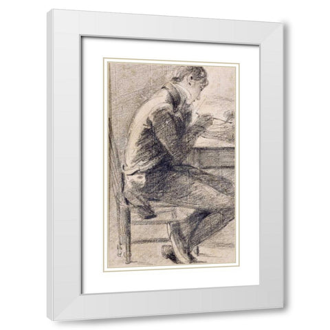 Portrait of An Artist Sketching White Modern Wood Framed Art Print with Double Matting by Constable, John