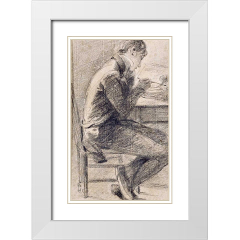 Portrait of An Artist Sketching White Modern Wood Framed Art Print with Double Matting by Constable, John