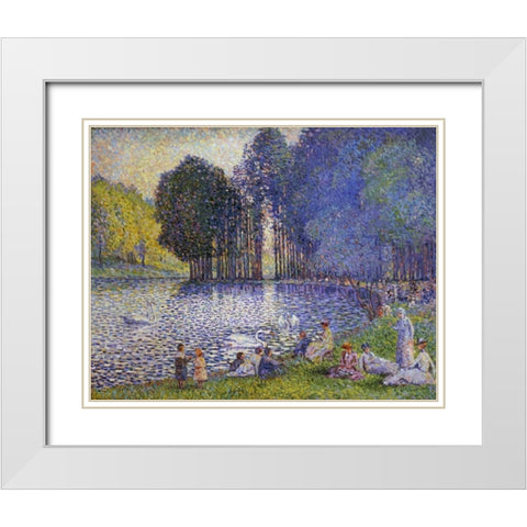 The Lake In The Bois De Boulogne White Modern Wood Framed Art Print with Double Matting by Cross, Henri Edmond