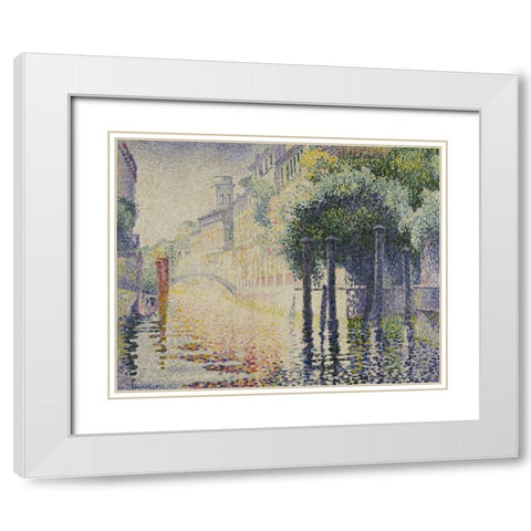 Rio San Trovaso, Venice White Modern Wood Framed Art Print with Double Matting by Cross, Henri Edmond
