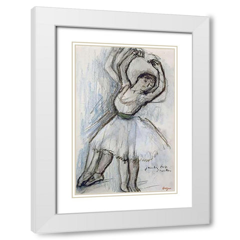 Study of a Dancer White Modern Wood Framed Art Print with Double Matting by Degas, Edgar