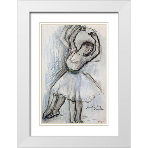 Study of a Dancer White Modern Wood Framed Art Print with Double Matting by Degas, Edgar