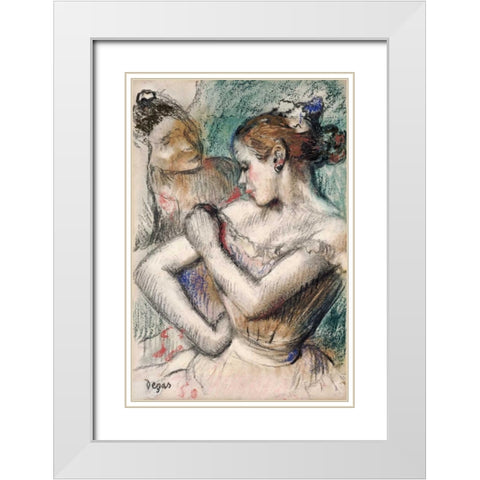 Danseuse White Modern Wood Framed Art Print with Double Matting by Degas, Edgar