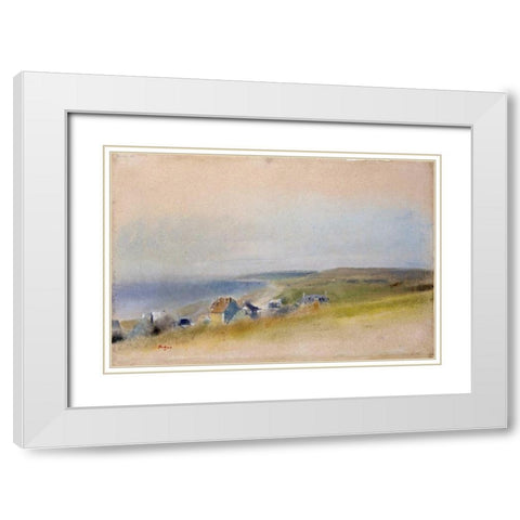 Houses On The Cliff Edge at Villers-Sur-Mer White Modern Wood Framed Art Print with Double Matting by Degas, Edgar