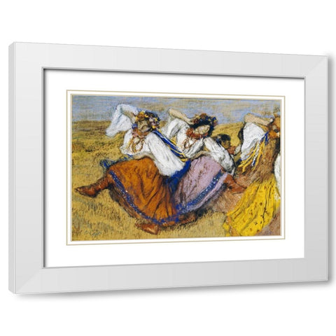 Russian Dancers White Modern Wood Framed Art Print with Double Matting by Degas, Edgar