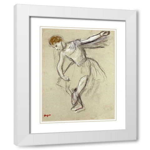 A Dancer Seen In Profile White Modern Wood Framed Art Print with Double Matting by Degas, Edgar