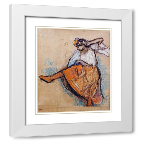 The Russian Dancer White Modern Wood Framed Art Print with Double Matting by Degas, Edgar