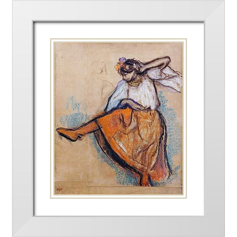 The Russian Dancer White Modern Wood Framed Art Print with Double Matting by Degas, Edgar