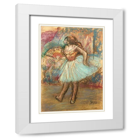 Dancer With a Fan White Modern Wood Framed Art Print with Double Matting by Degas, Edgar