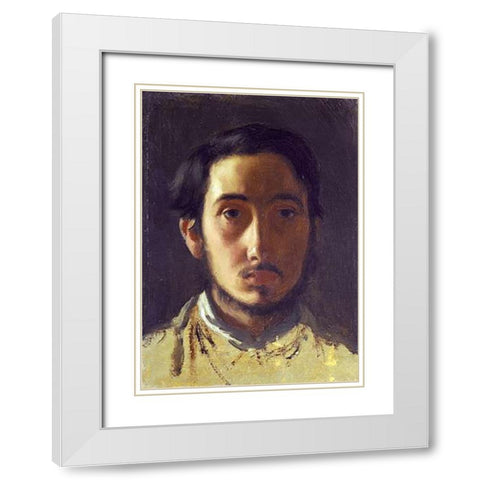 Degas Self Portrait White Modern Wood Framed Art Print with Double Matting by Degas, Edgar