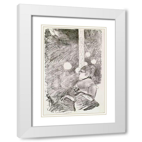 The Song of The Dog White Modern Wood Framed Art Print with Double Matting by Degas, Edgar