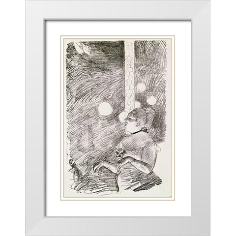 The Song of The Dog White Modern Wood Framed Art Print with Double Matting by Degas, Edgar