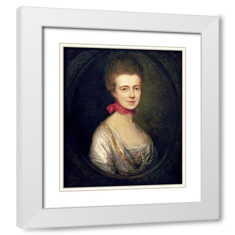 Portrait of Miss Boone White Modern Wood Framed Art Print with Double Matting by Gainsborough, Thomas