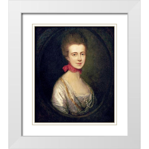 Portrait of Miss Boone White Modern Wood Framed Art Print with Double Matting by Gainsborough, Thomas