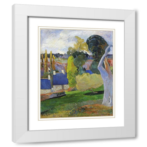 Farm In Brittany II White Modern Wood Framed Art Print with Double Matting by Gauguin, Paul