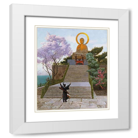 Japanese Imploring a Divinity White Modern Wood Framed Art Print with Double Matting by Gerome, Jean Leon