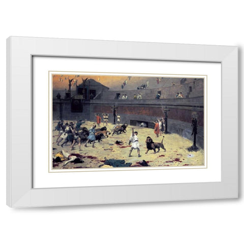 The Reentry of the Lions Into The Arena White Modern Wood Framed Art Print with Double Matting by Gerome, Jean Leon