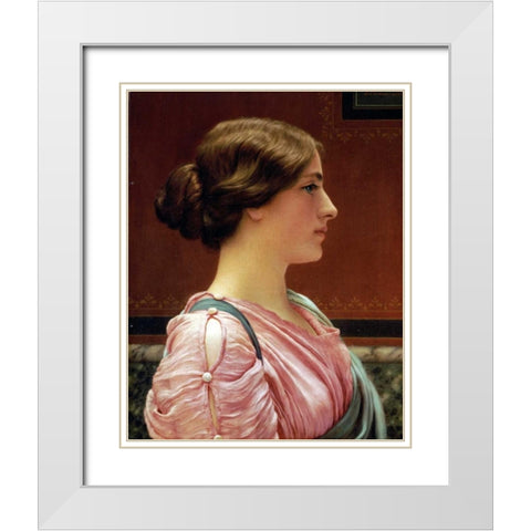 Cleonice White Modern Wood Framed Art Print with Double Matting by Godward, John William