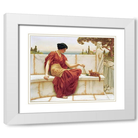 The Favourite White Modern Wood Framed Art Print with Double Matting by Godward, John William