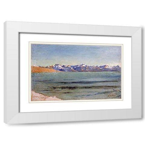 Sunrise Over Mont Blanc White Modern Wood Framed Art Print with Double Matting by Hodler, Ferdinand