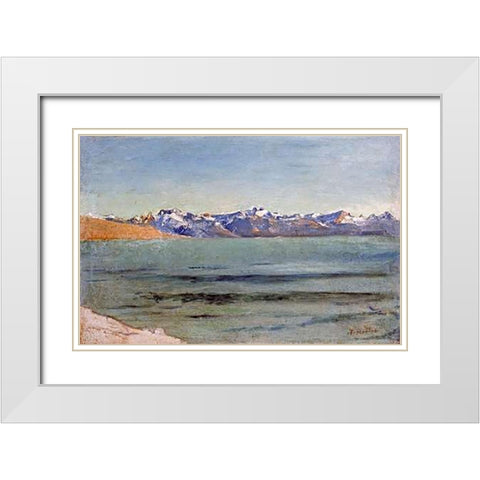 Sunrise Over Mont Blanc White Modern Wood Framed Art Print with Double Matting by Hodler, Ferdinand