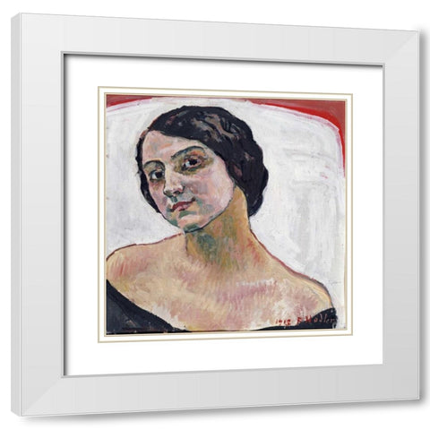 Woman With Brown Hair White Modern Wood Framed Art Print with Double Matting by Hodler, Ferdinand