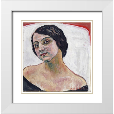 Woman With Brown Hair White Modern Wood Framed Art Print with Double Matting by Hodler, Ferdinand