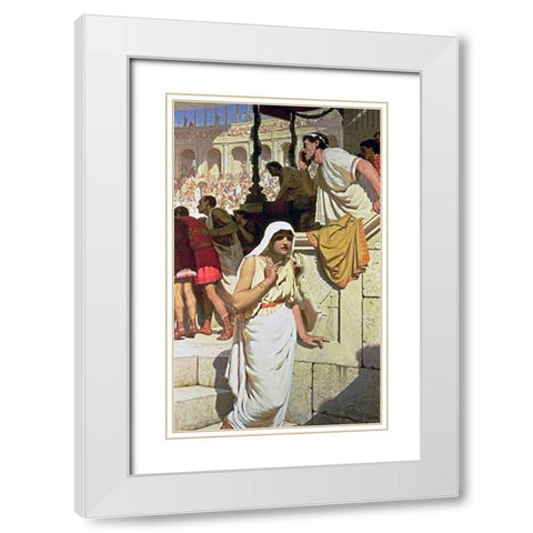 The Gladiators Wife White Modern Wood Framed Art Print with Double Matting by Leighton, Edmund Blair