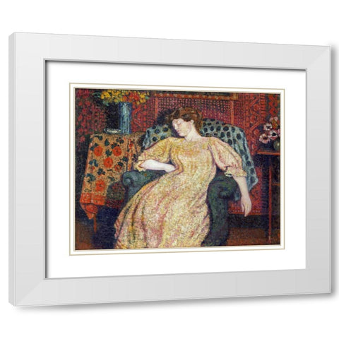 Sleeping White Modern Wood Framed Art Print with Double Matting by Lemmen, Georges