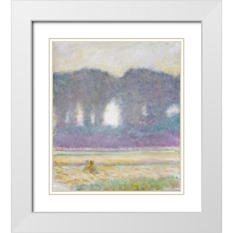 Fir Trees and a Corn Field White Modern Wood Framed Art Print with Double Matting by Macke, August
