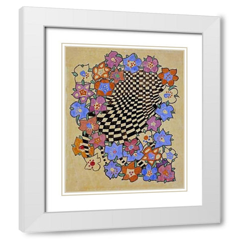 Floral and Chequered Fabric Design, Circa 1916 White Modern Wood Framed Art Print with Double Matting by Mackintosh, Charles Rennie