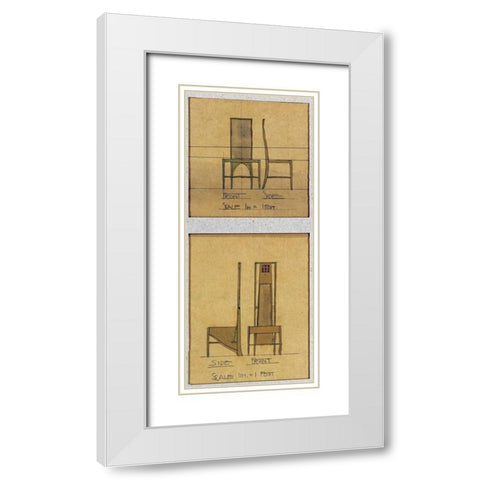 Design For Chairs, 1903 White Modern Wood Framed Art Print with Double Matting by Mackintosh, Charles Rennie