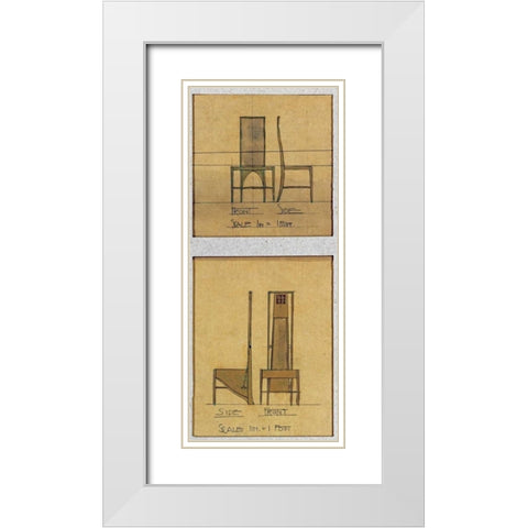 Design For Chairs, 1903 White Modern Wood Framed Art Print with Double Matting by Mackintosh, Charles Rennie